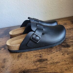 Cushionaire Hana Women's Clogs Size 7M Black Comfort Cork Bed Shoe Lounge Casual